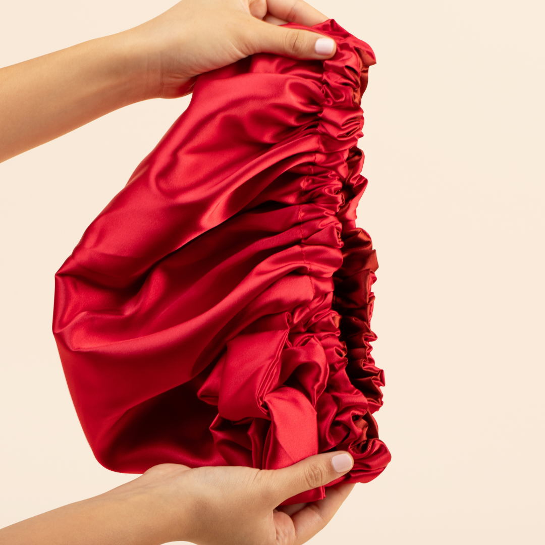 Bounce Curl Reversible Satin Hair Bonnet - Red