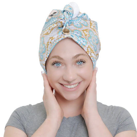 Bounce Curl Satin Microfiber Turban on Model- Curl Care