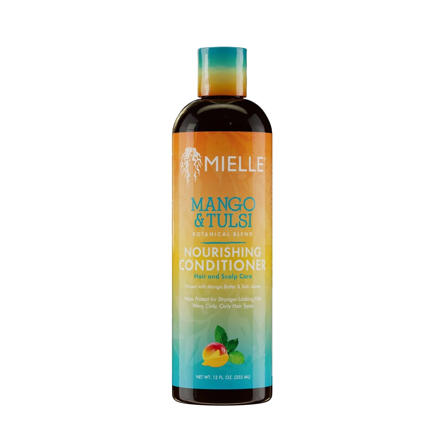 Mielle Mango & Tulsi nourishing conditioner bottle on a white background