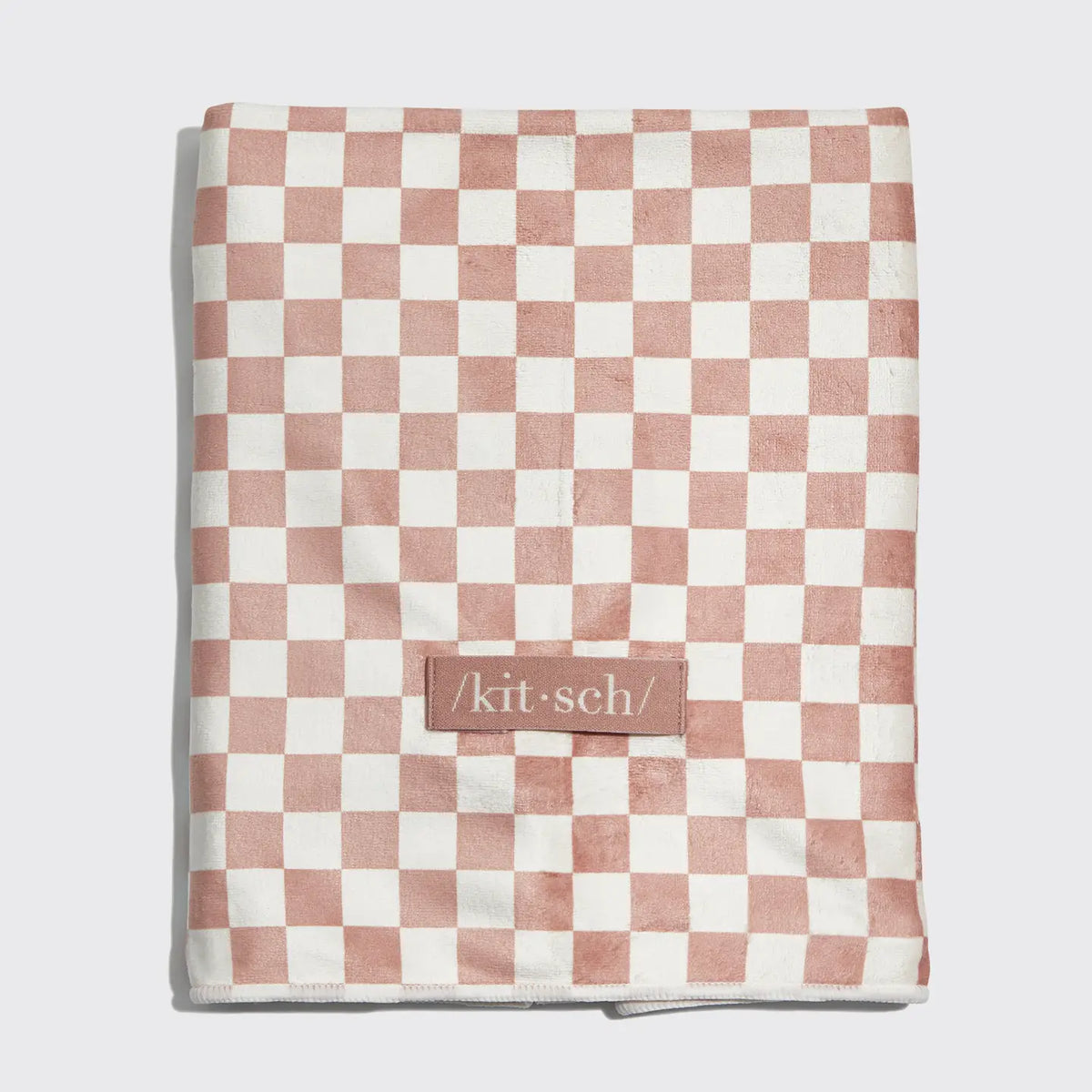 Kitsch XL Microfiber Hair Towel Wrap- Terracotta Checker
