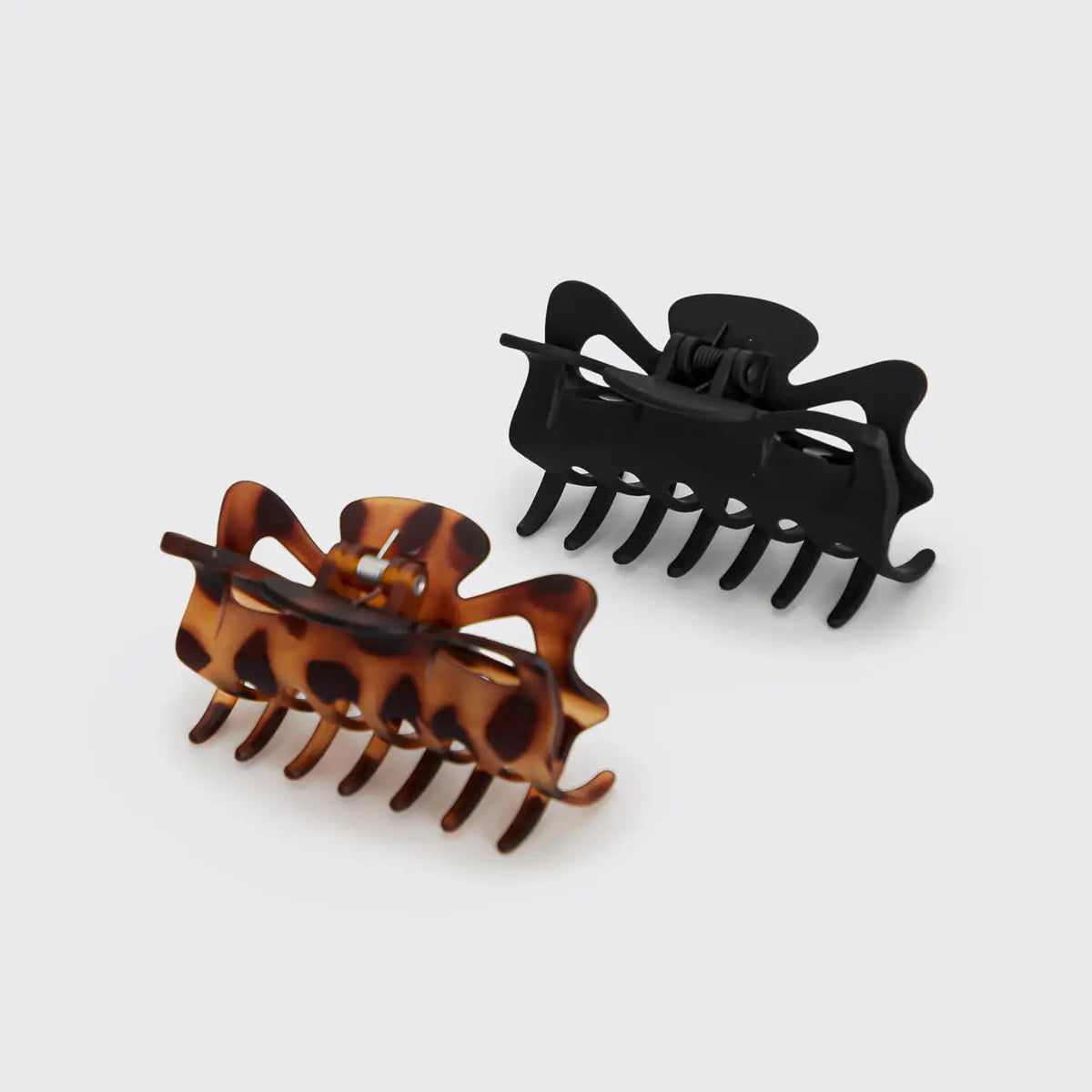 Kitsch Recycled Plastic Large Claw Clip 2pc Set- Black & Tort