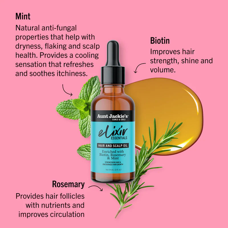 Aunt Jackie's Biotin, Rosemary & Mint Elixir Hair & Scalp Oil 2oz