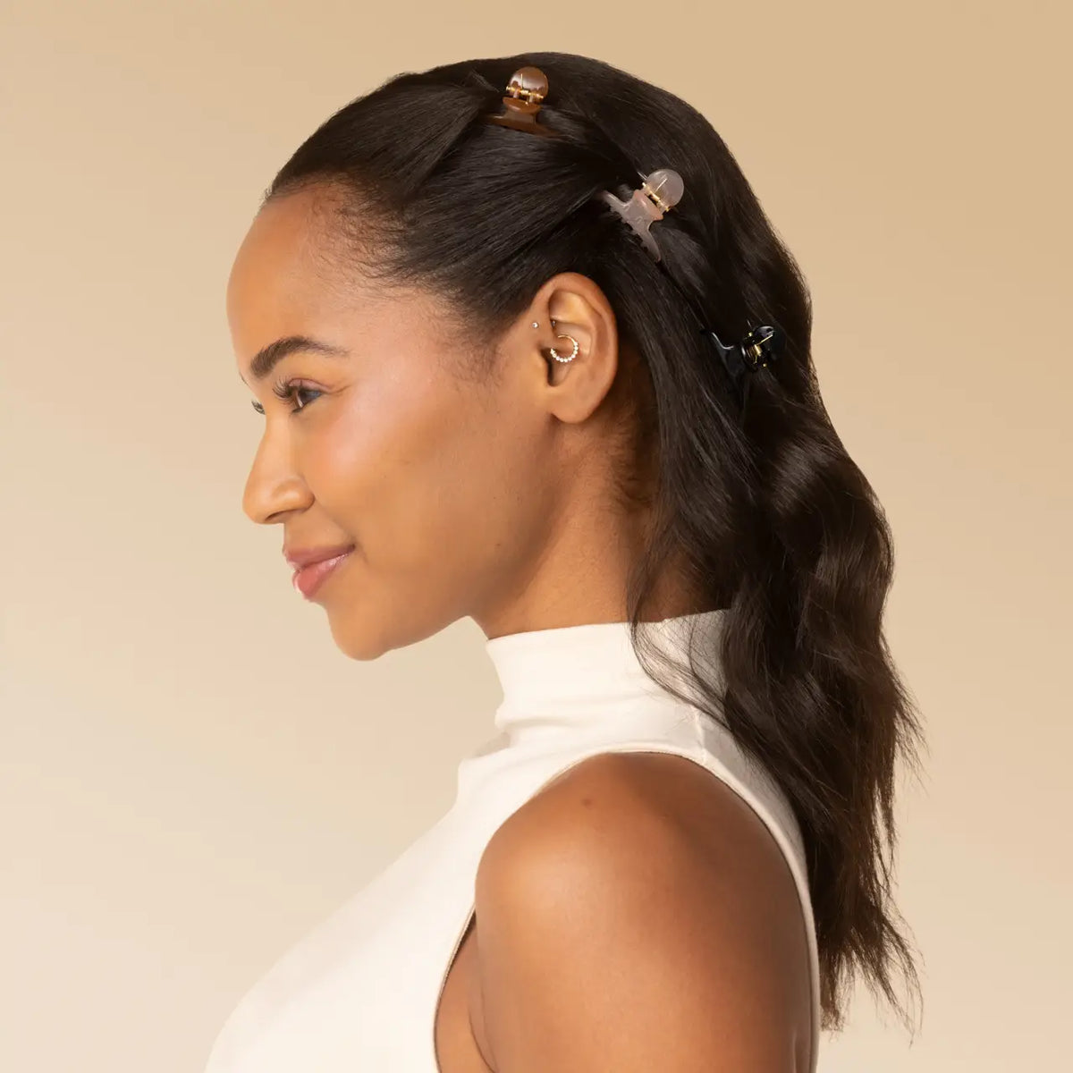 Kitsch Mini Arched Clips 6pc Set- Soft Pink, Mocha & Black