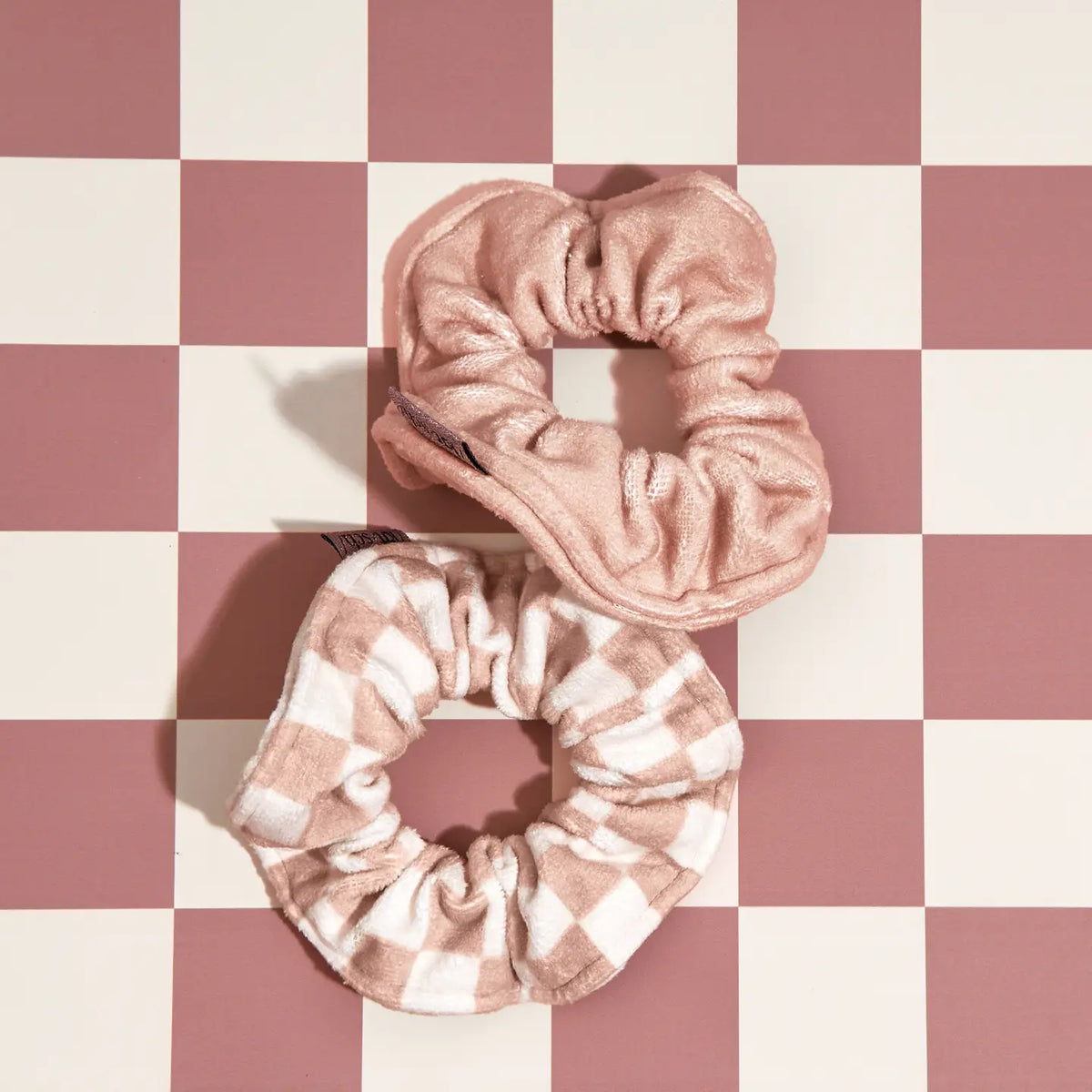 Kitsch Microfiber Quick-Dry Towel Scrunchie 2pc- Terracotta Checker