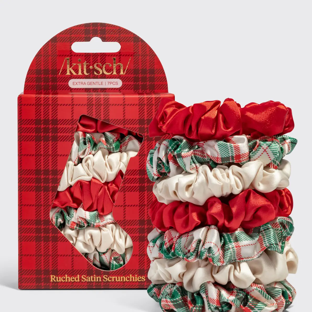 Kitsch Holiday Ruched Satin Scrunchies 7pc Set