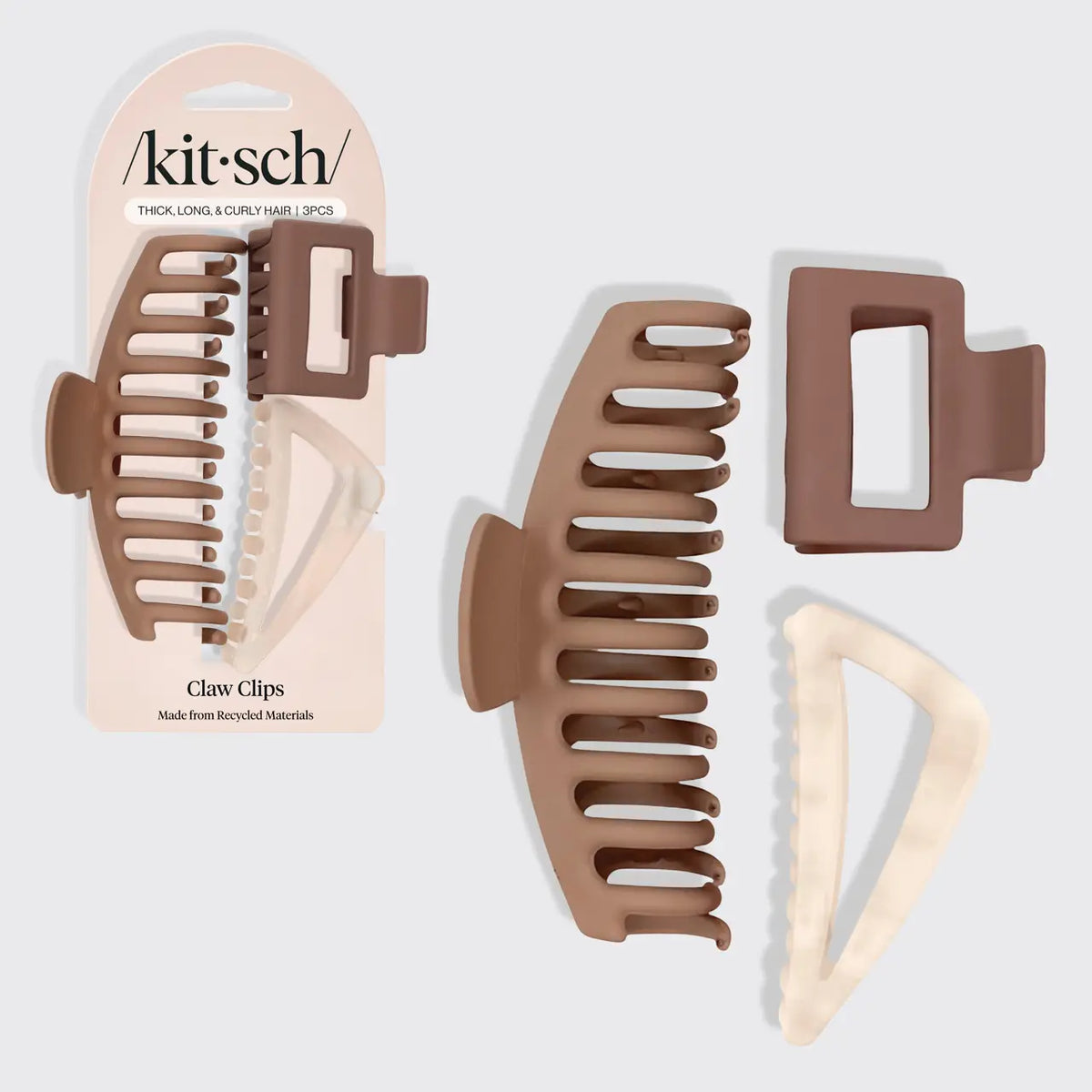 Kitsch Recycled Plastic Assorted Claw Clip 3 pc- Oversized