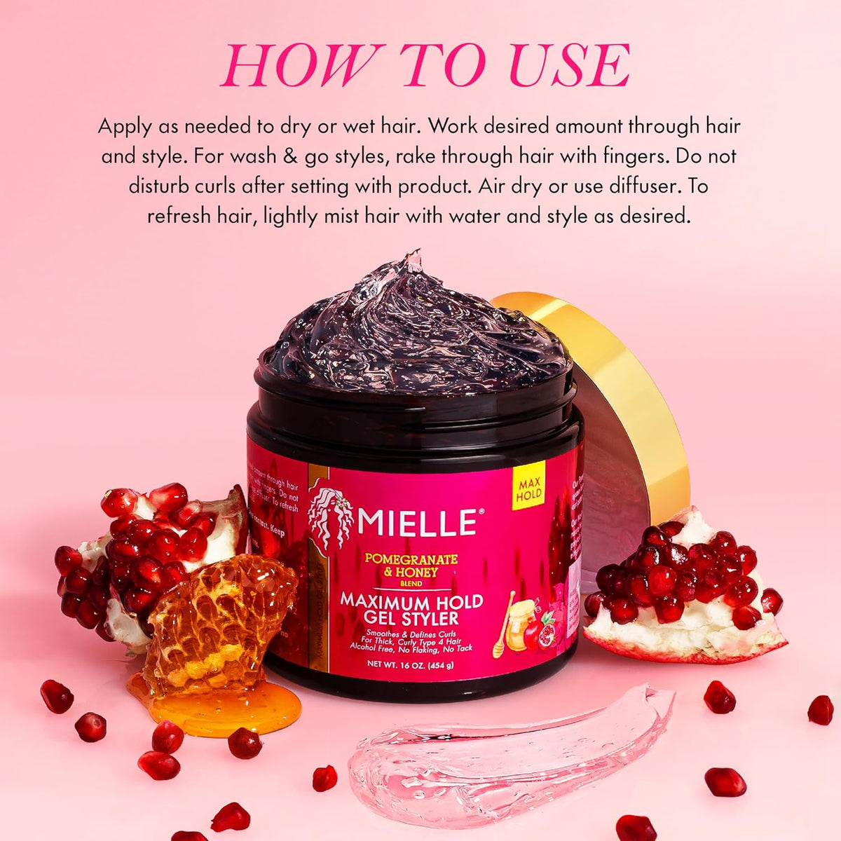 Mielle Pomegranate & Honey Maximum Hold Gel Styler 16oz