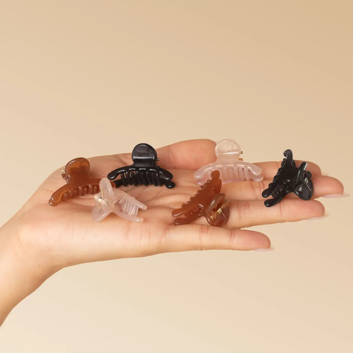 Kitsch Mini Arched Clips 6pc Set- Soft Pink, Mocha & Black