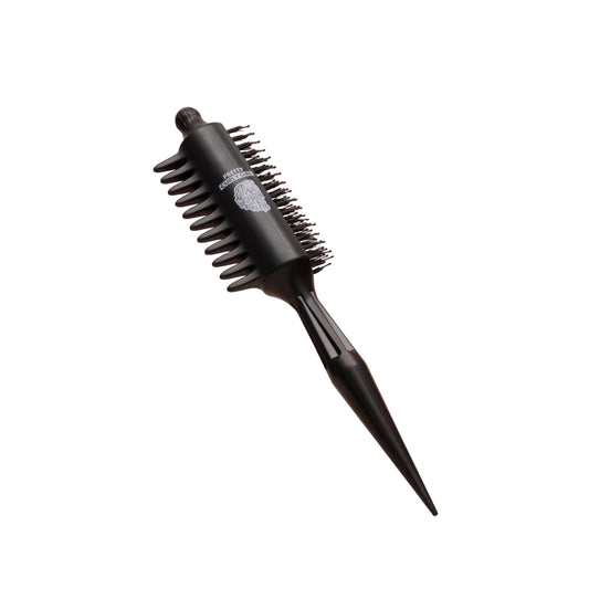 Black hairbrush with bristle design on a white background