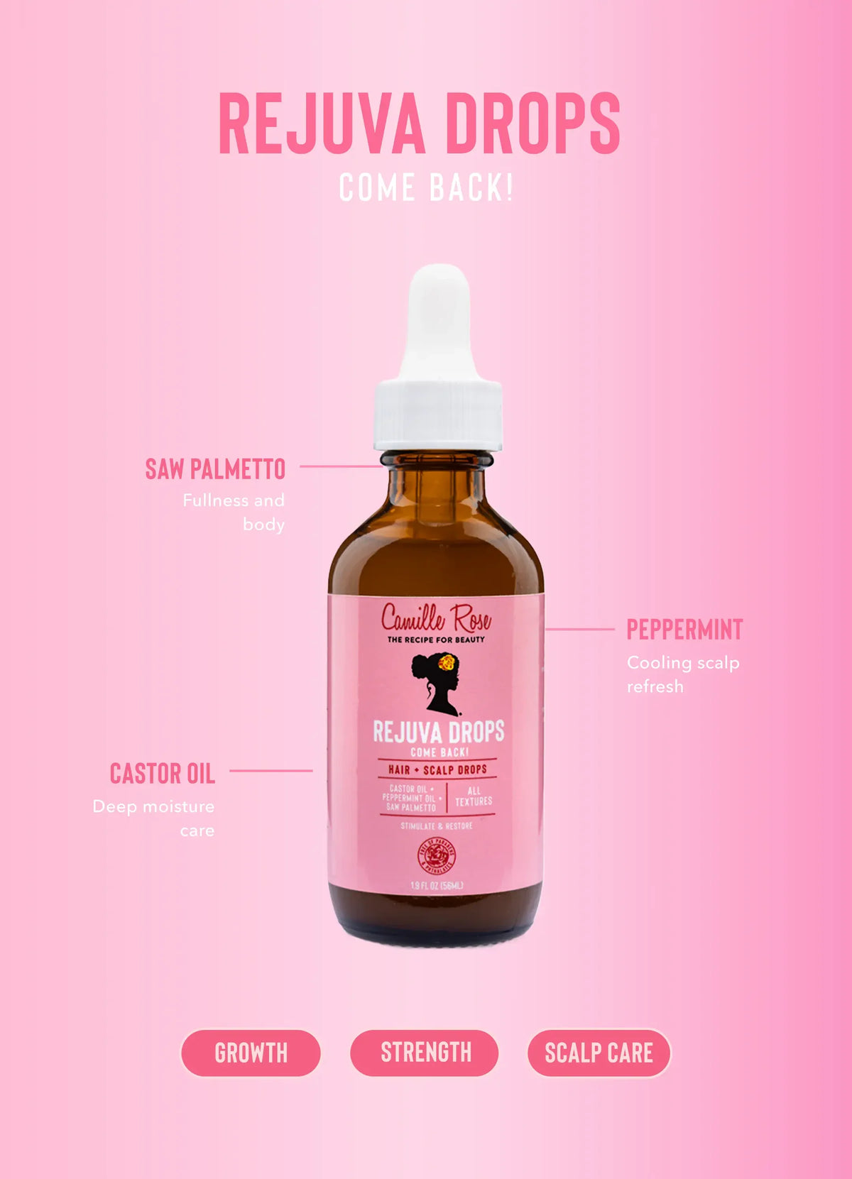 Camille Rose Rejuva Drops Come Back! Hair + Scalp Drops 1.9oz