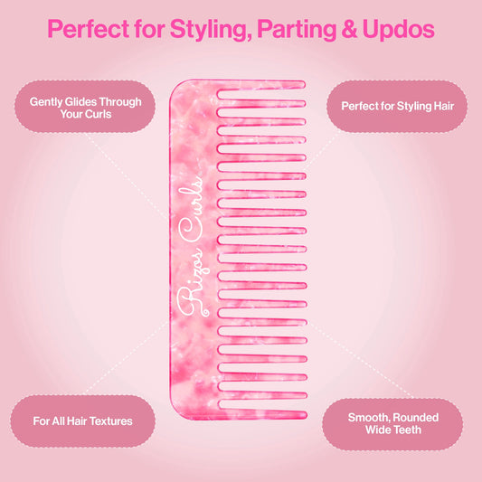 Rizos Curls Pink Wide Tooth Styling Comb