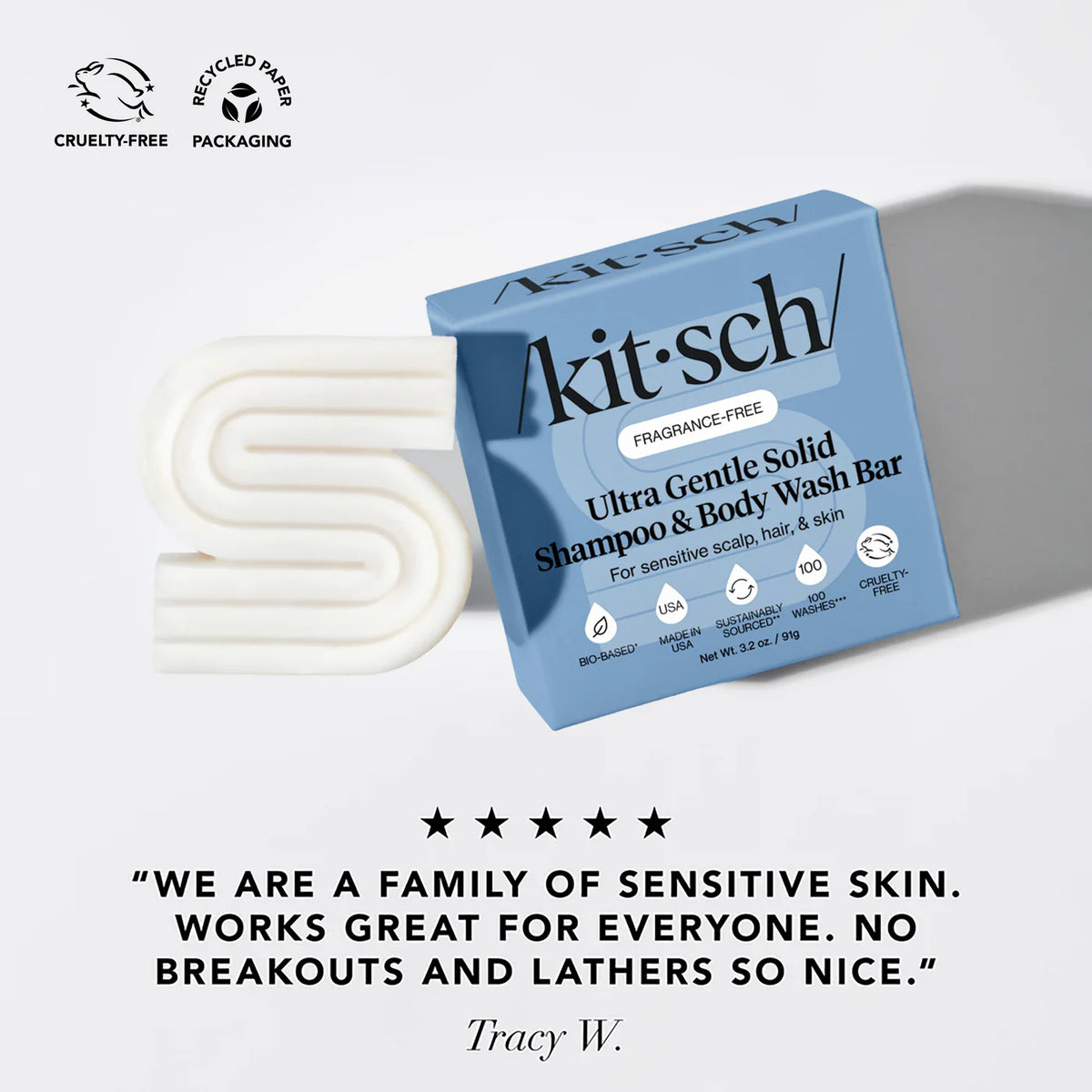 Kitsch Ultra Gentle Shampoo & Body Wash Bar 3.2oz