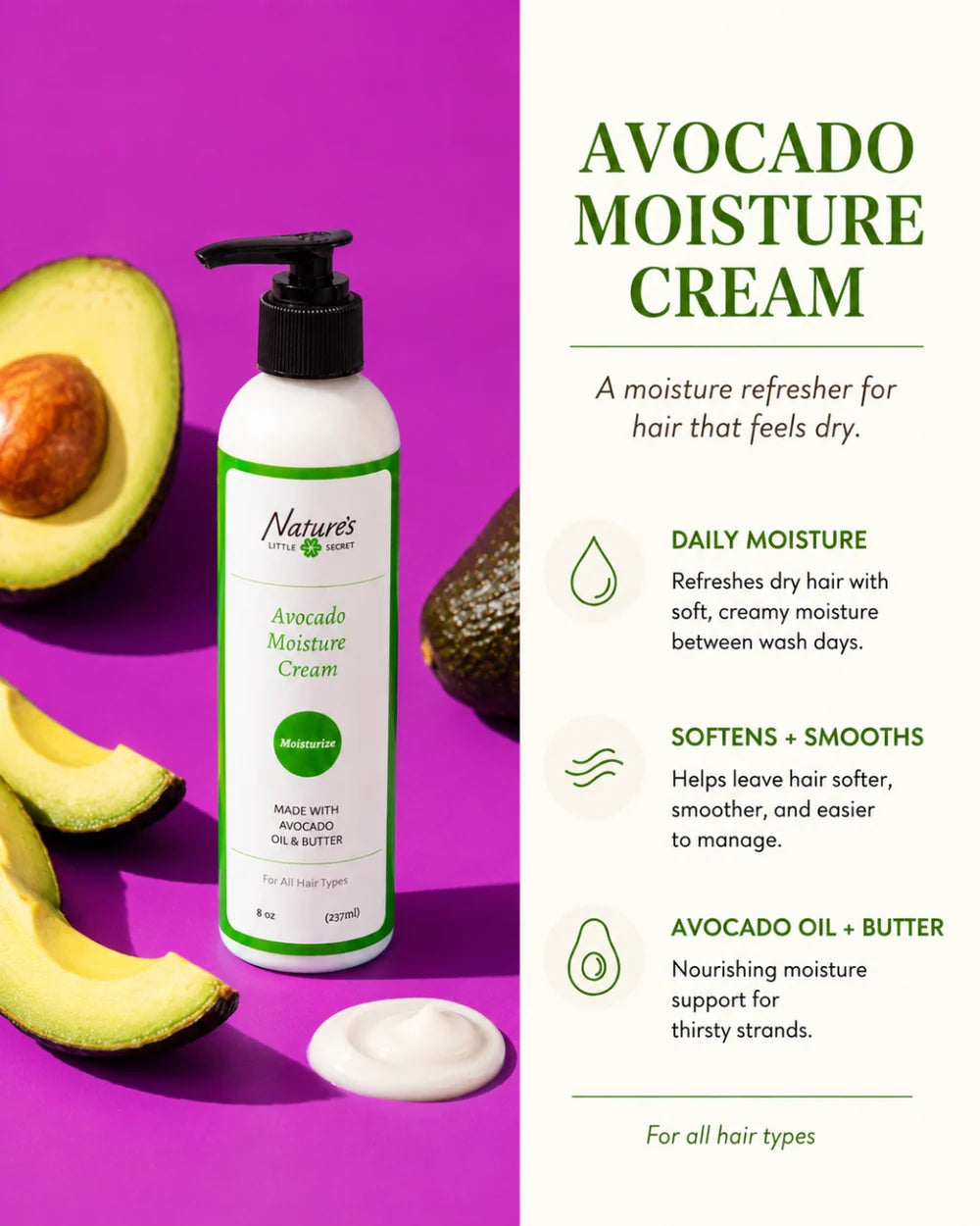 Nature's Little Secret Avocado Moisture Cream 8oz