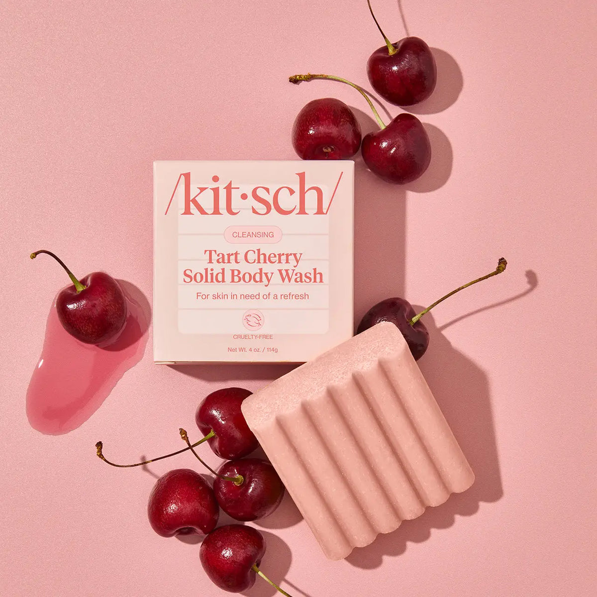 Kitsch Cleansing Tart Cherry Solid Body Wash 4oz
