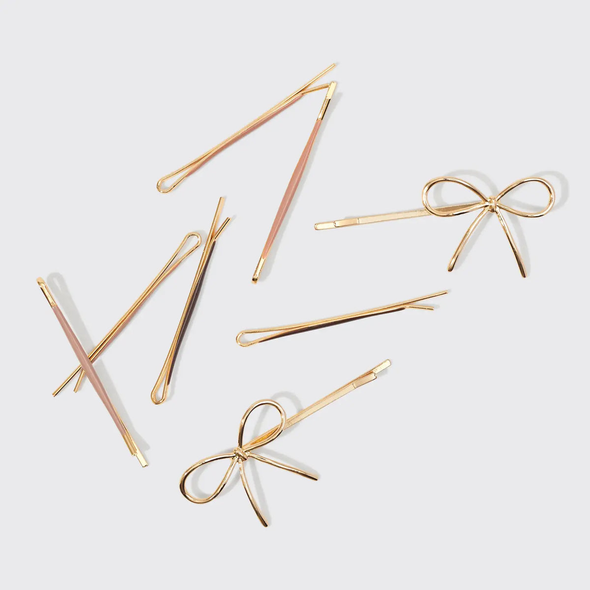 Kitsch Metal Enamel Cloud & Bow Bobby Pins 8pc- Rosewood