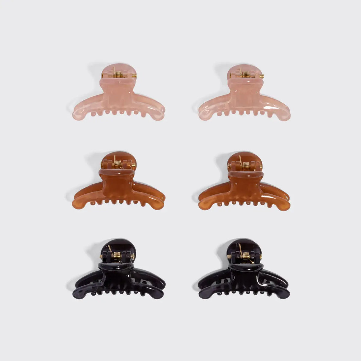 Kitsch Mini Arched Clips 6pc Set- Soft Pink, Mocha & Black