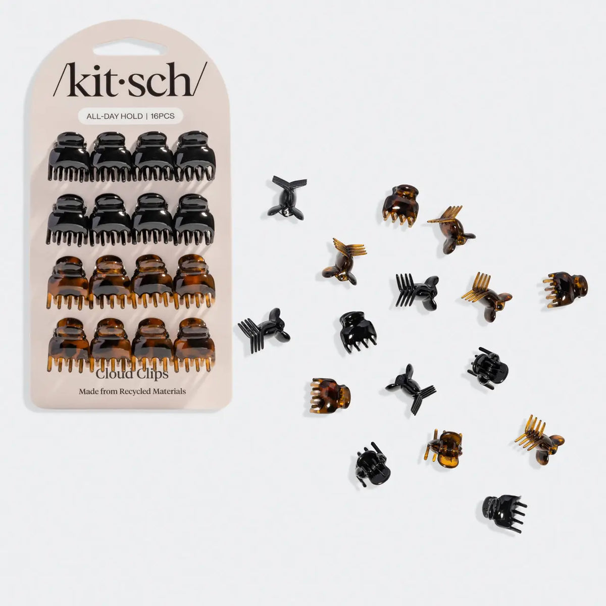 Kitsch Black & Tort Micro Cloud Clip 16pc Set