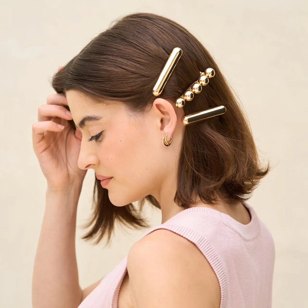 Kitsch Gold Metal Barrettes 2pc