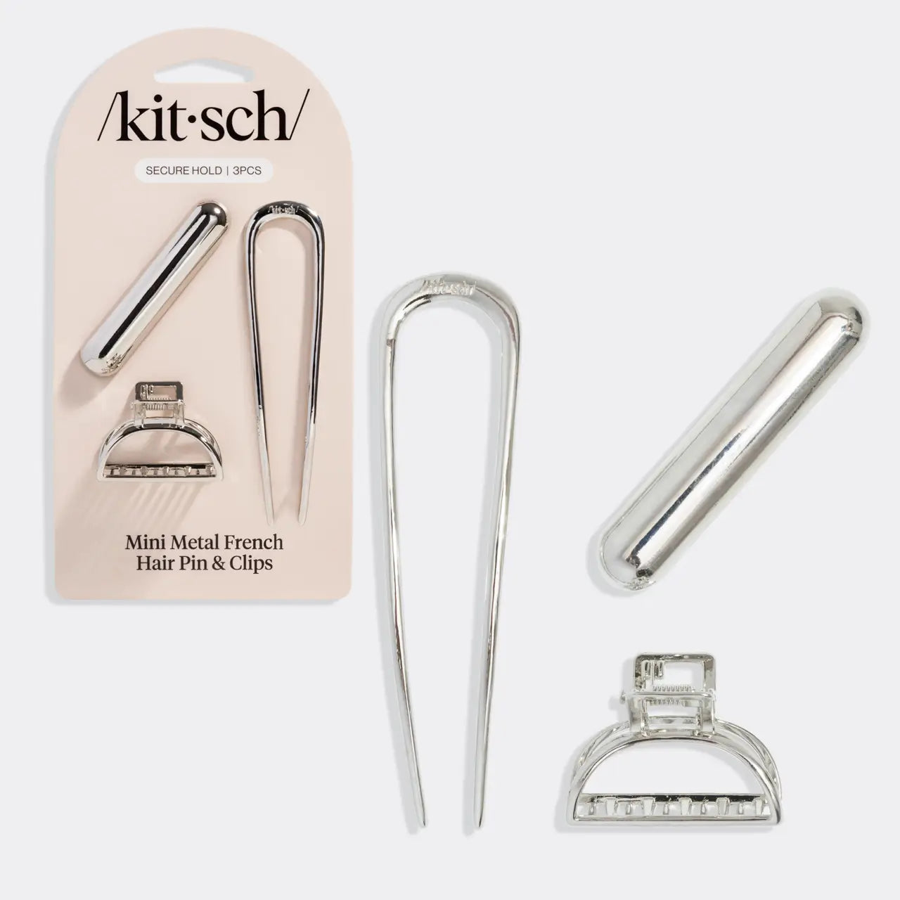 Kitsch Mini Metal French Hair Pin & Clips 3pc