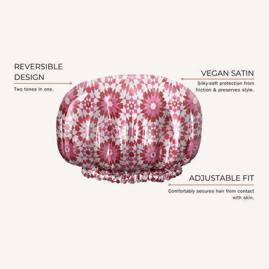 Bounce Curl Reversible Satin Hair Bonnet- Pink