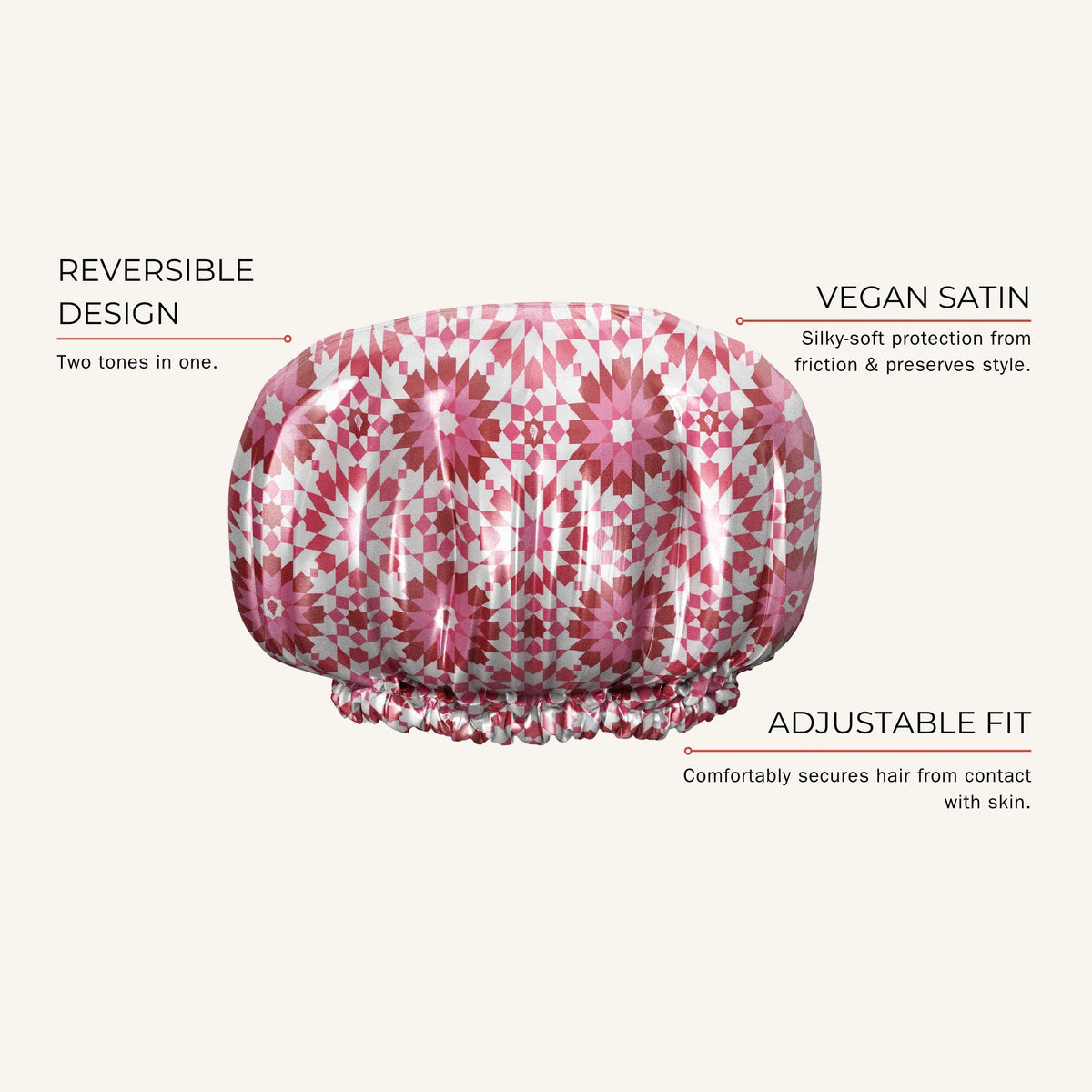 Bounce Curl Reversible Satin Hair Bonnet- Pink