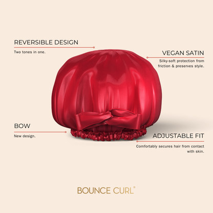 Bounce Curl Reversible Satin Hair Bonnet - Red