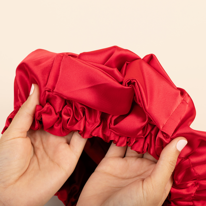 Bounce Curl Reversible Satin Hair Bonnet - Red