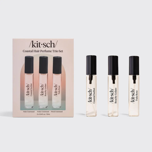 kitsch Coastal Hair Perfume Trio Set with packaging on a white background