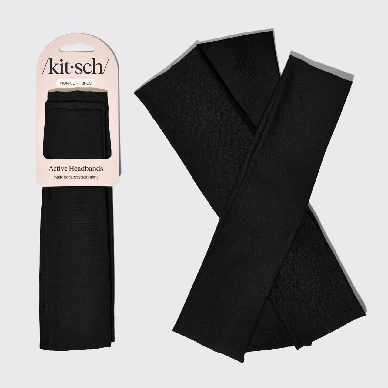 Kitsch Recycled Active Headbands 3pc Set-Black