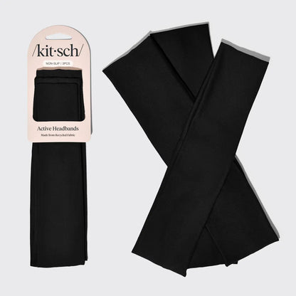 Kitsch Recycled Active Headbands 3pc Set-Black