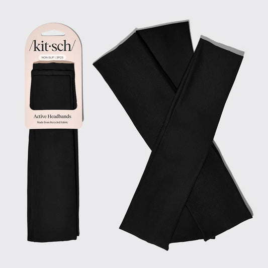 Kitsch Recycled Active Headbands 3pc Set-Black