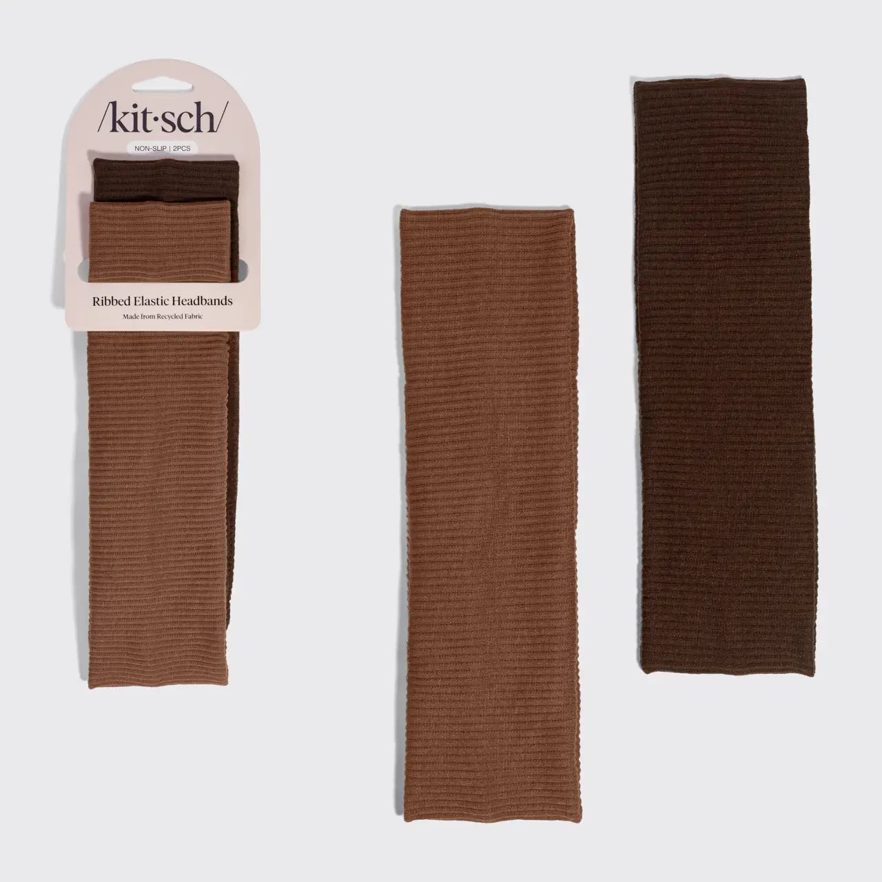 Kitsch Recycled Fabric Ribbed Elastic Headbands 2pc Set