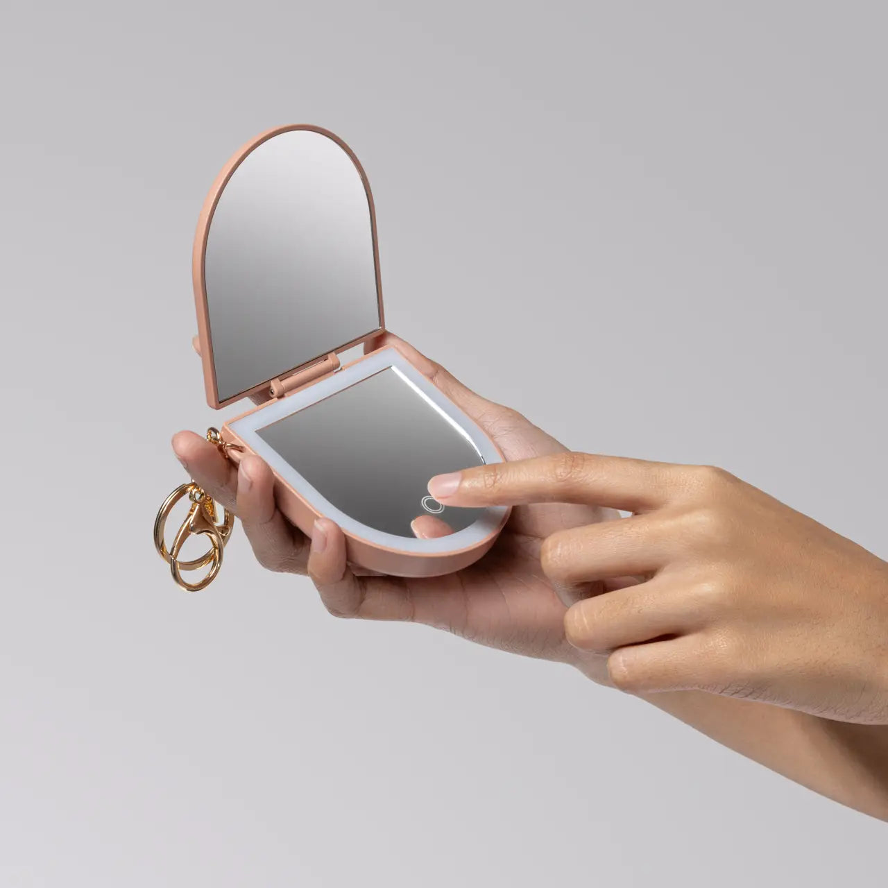 Kitsch LED Compact Mirror Keychain- Terracotta