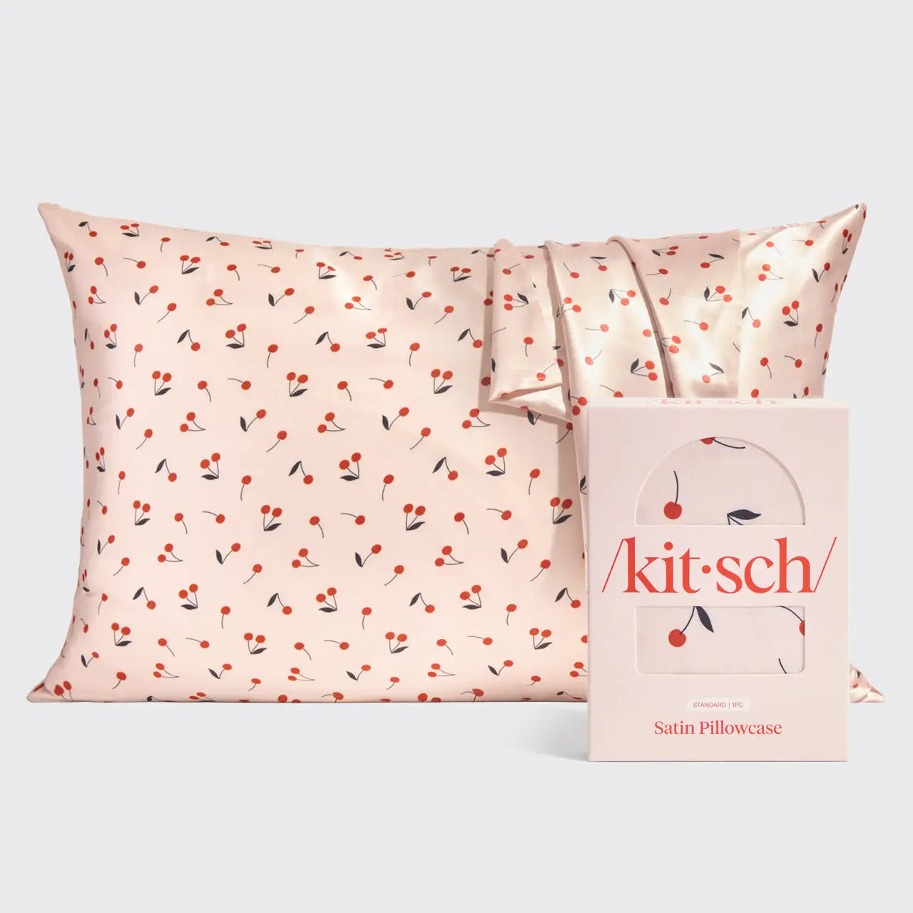 Kitsch Standard Satin Pillowcase- Cherry Print