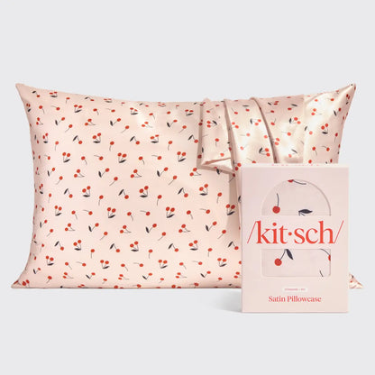 Kitsch Standard Satin Pillowcase- Cherry Print