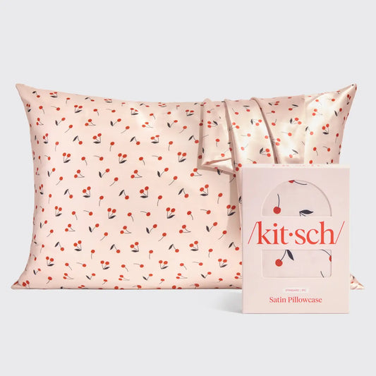 Kitsch Standard Satin Pillowcase- Cherry Print