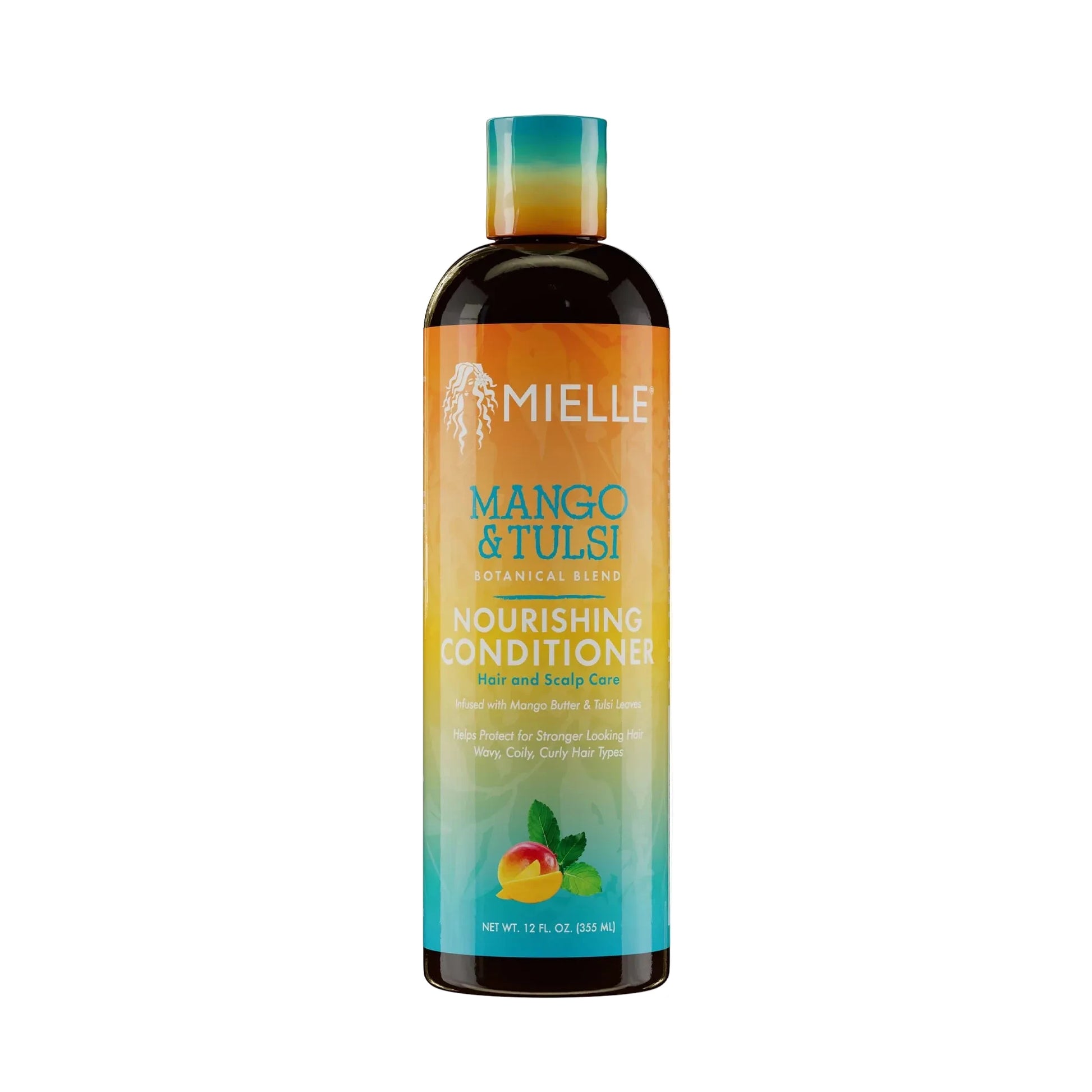 Mielle Mango & Tulsi nourishing conditioner bottle on a white background