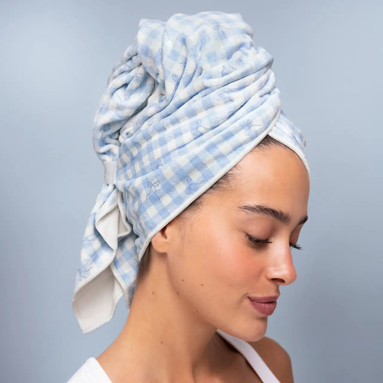 Kitsch XL Hair Towel Wrap - Gingham Blue