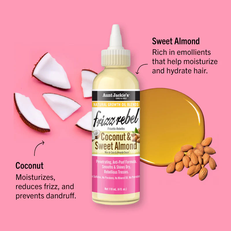 Aunt Jackie's Frizz Rebel Coconut & Sweet Almond Natural Growth Oil Blend