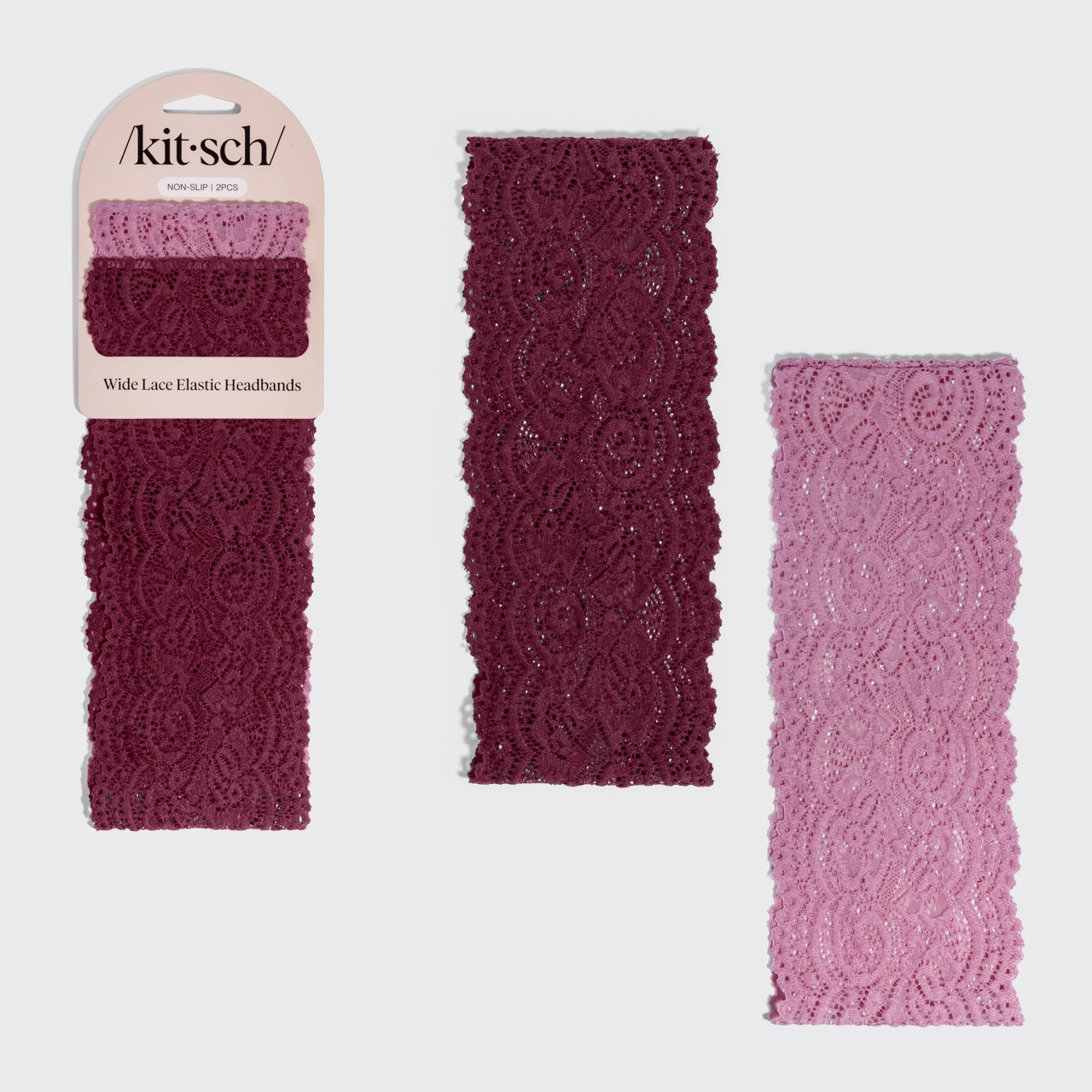 Kitsch Wide Lace Elastic Headbands 2pc Set