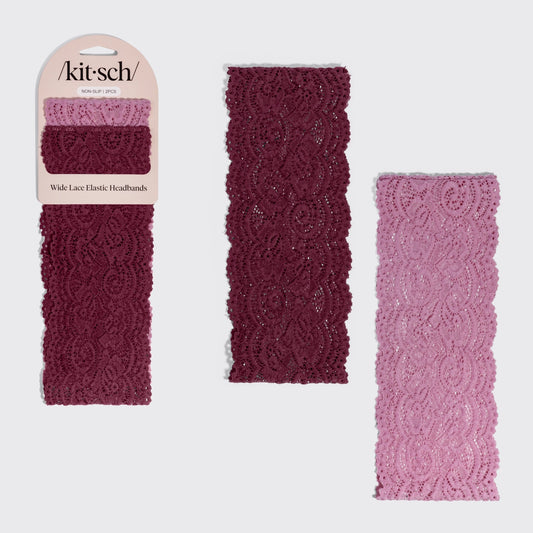 Kitsch Wide Lace Elastic Headbands 2pc Set