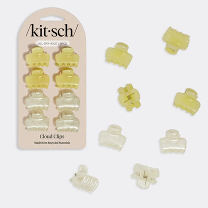 Kitsch Mini Jelly Cloud Clips 8pc Set- Pearlized Cream & Butter Yellow