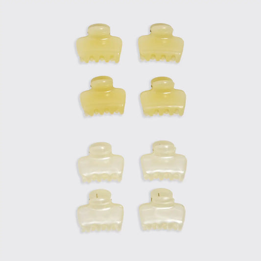 Kitsch Mini Jelly Cloud Clips 8pc Set- Pearlized Cream & Butter Yellow