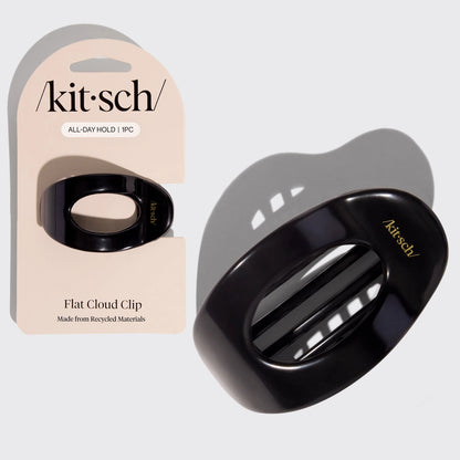 Kitsch Recycled Plastic Small Flat Cloud Clip- Black