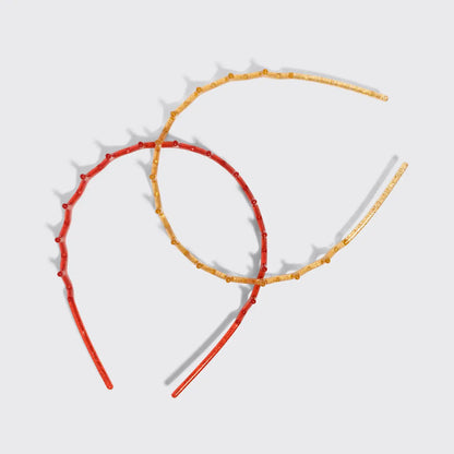 Kitsch Zig Zag Headband 2pc Set- Gold & Red