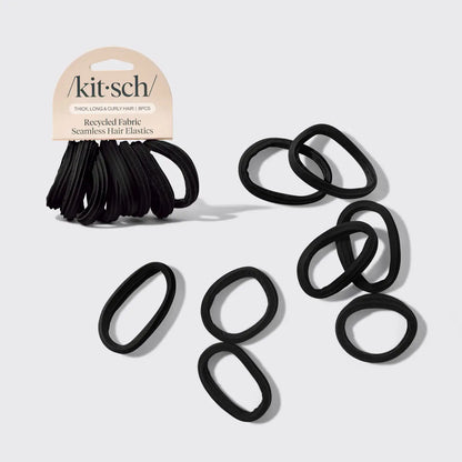 Kitsch Recycled Fabric Seamless Hair Elastics 8pcs Black