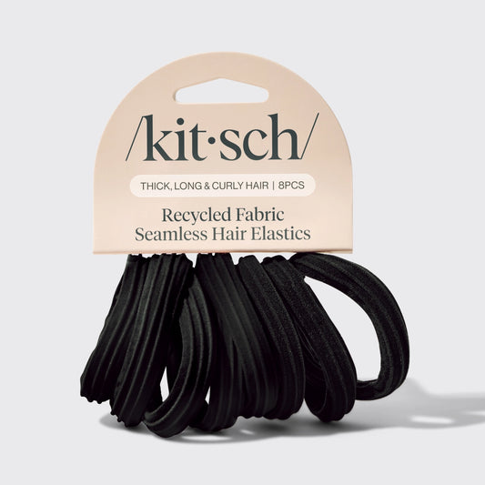 Kitsch Recycled Fabric Seamless Hair Elastics 8pcs Black
