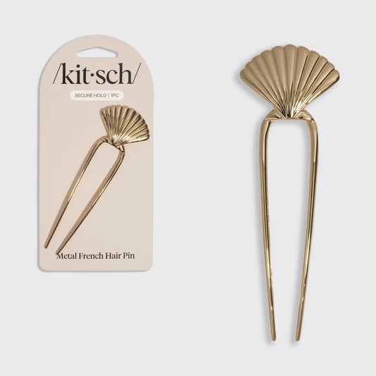 Kitsch Metal Clam Shell French Hair Pin- Gold