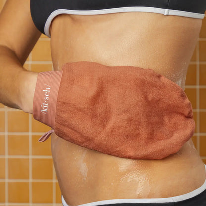 Kitsch Black & Terracotta Exfoliating Gloves 2pc