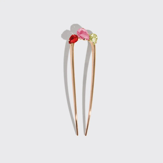 Kitsch Metal Gemstone French Hair Pin